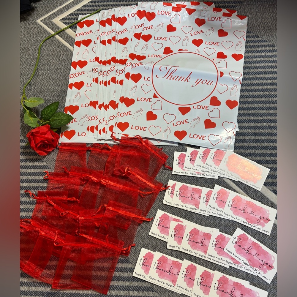 @roseruby2545 Inspired Red Rose and White Shipping Supplies Bundle